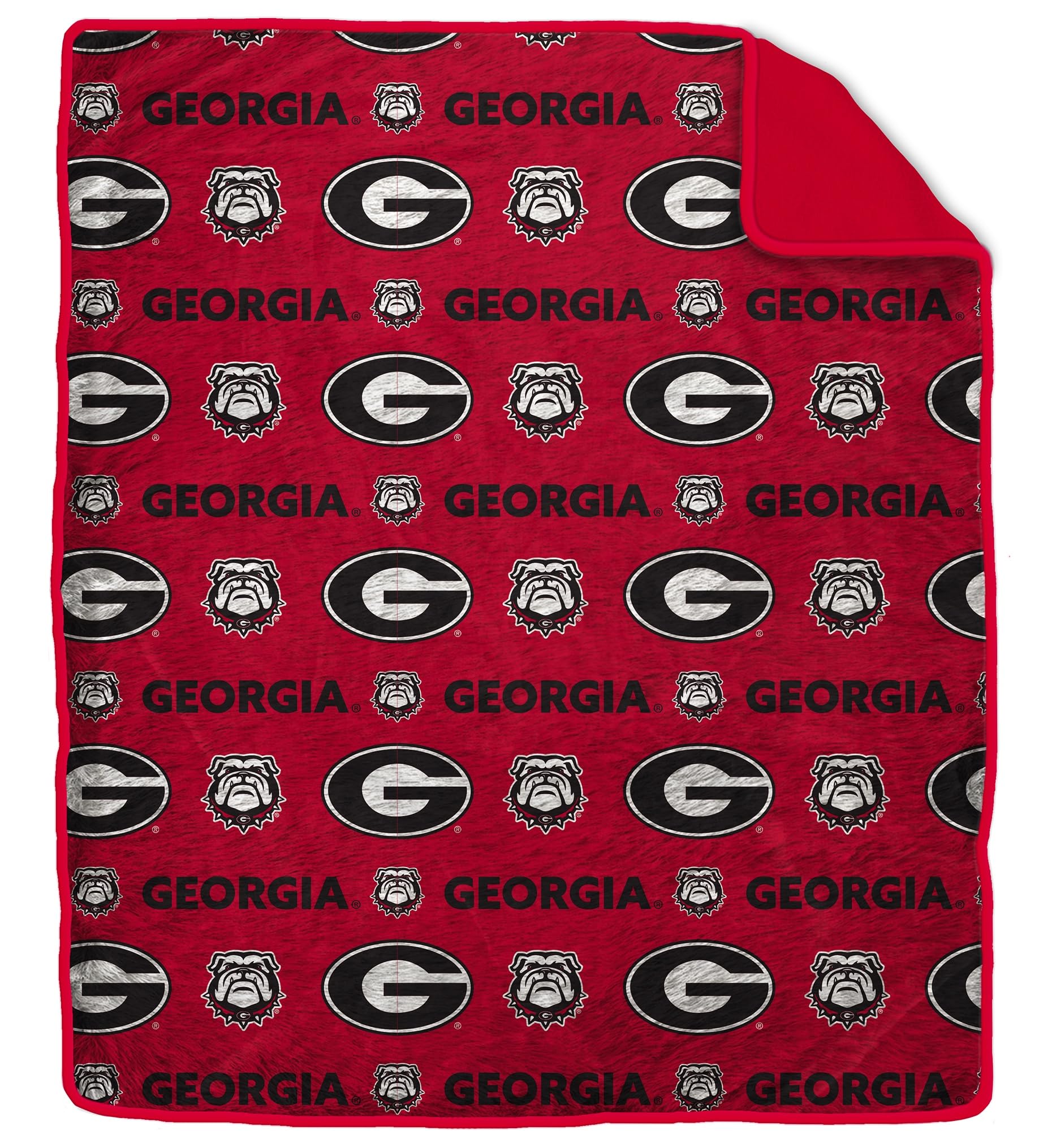 Proformance Home NCAA Georgia Bulldogs Tonal Wordmark Faux Fur Blanket