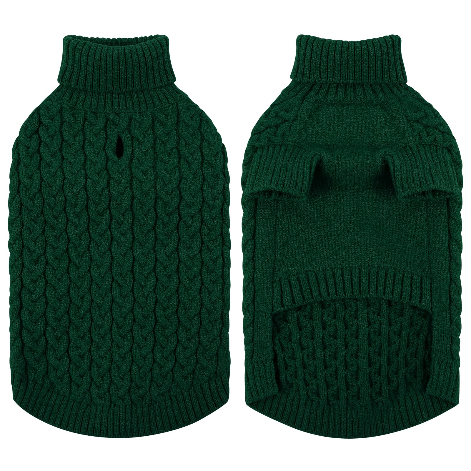 SAWMONG Hundepullover, Hundepullover für große Hunde, Mädchen und Jungen, Rollkragenpullover, gestricktes Hunde-Sweatshirt, Haustierkleidung für kaltes Wetter (Grün, Größe XXL