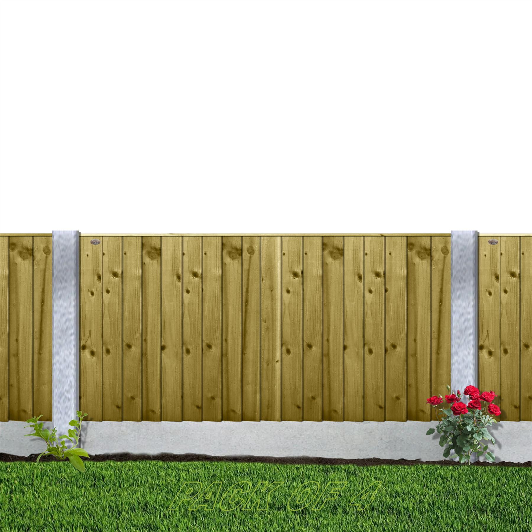 Flat Top Feather Edge Fence Panel, 6ft x 3ft (4 Pack) Semi-Braced Wooden Topper Extension | Heavy Duty Treated Closeboard Fencing, Ideal for Any Garden Perimeter (Wide: 182cm x High: 90cm)