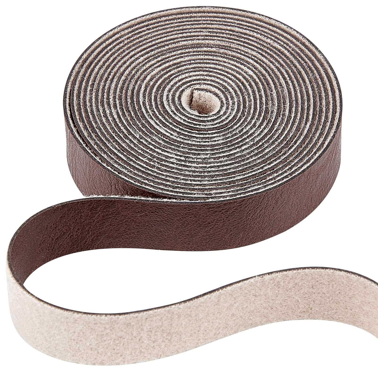 GORGECRAFT 1/2" Wide Dark Brown Faux Grain Buffalo Leather Strip Cord 79" Long Single Sided Leather Roll 1.2mm Thick Matte Synthetic Cord for Necklace Bracelet Jewelry Beading Boot Laces