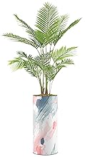 SIGNWIN Areca Palm Tree with Pink, Blue & Gray Watercolor Brushstroke Splatter Vase Abstract Shapes Minimalism Zen Colorful Multicolor Ultra for Living Room, Bedroom, Office - X-Large 5 Feet (60