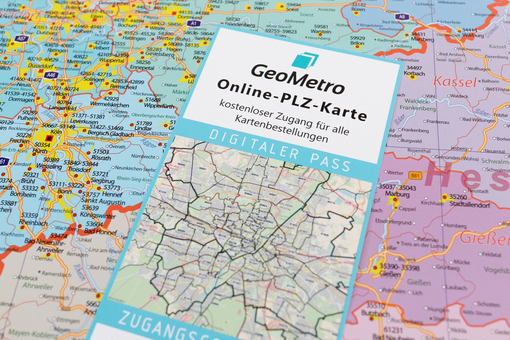 XL Postleitzahlenkarte Deutschland mit Metallleisten und Laminierung (beschreibbar), 100 x 140 cm, mit Bundesländer, reißfest, inkl. Online-PLZ-Karte
