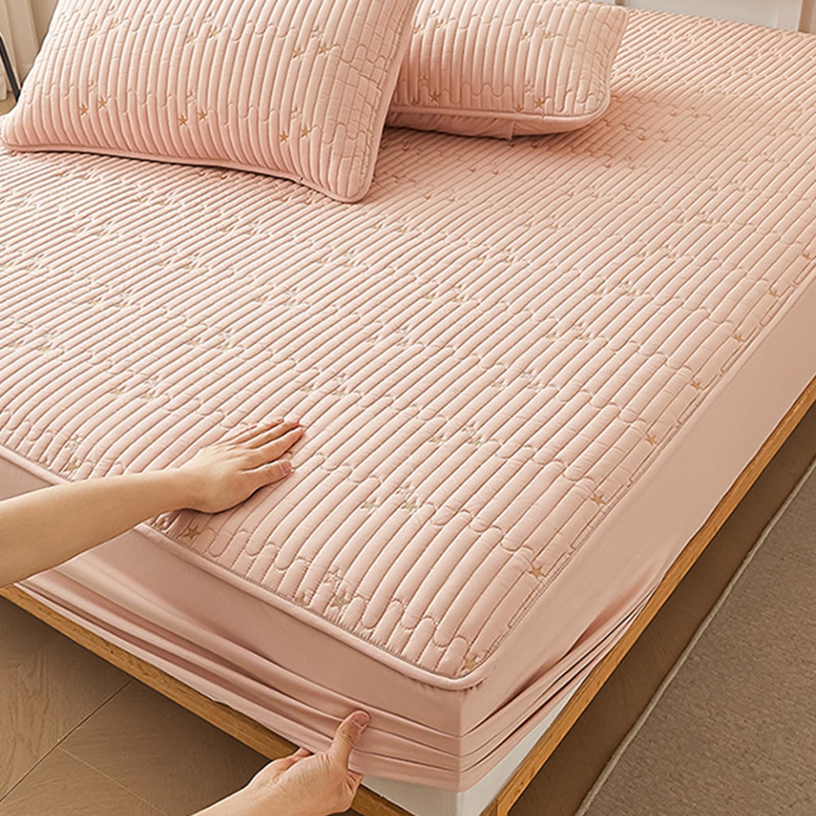 Sábana bajera impermeable de 180 x 200 + 30 cm, protector de colchón doble superabsorbente y transpirable