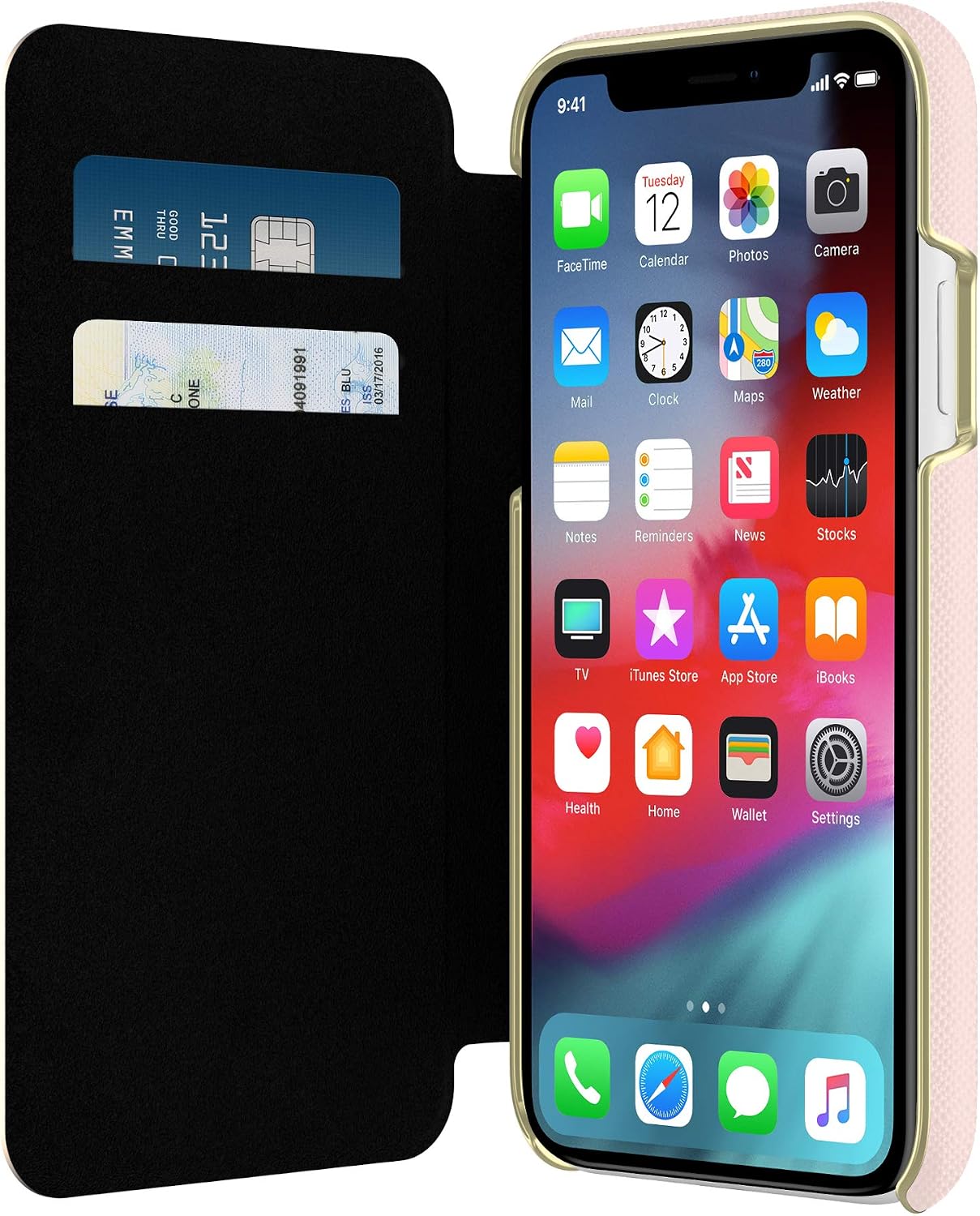 kate spade new york Rose Quartz Folio Case for iPhone XR - Saffiano Leather ID & Card Holder