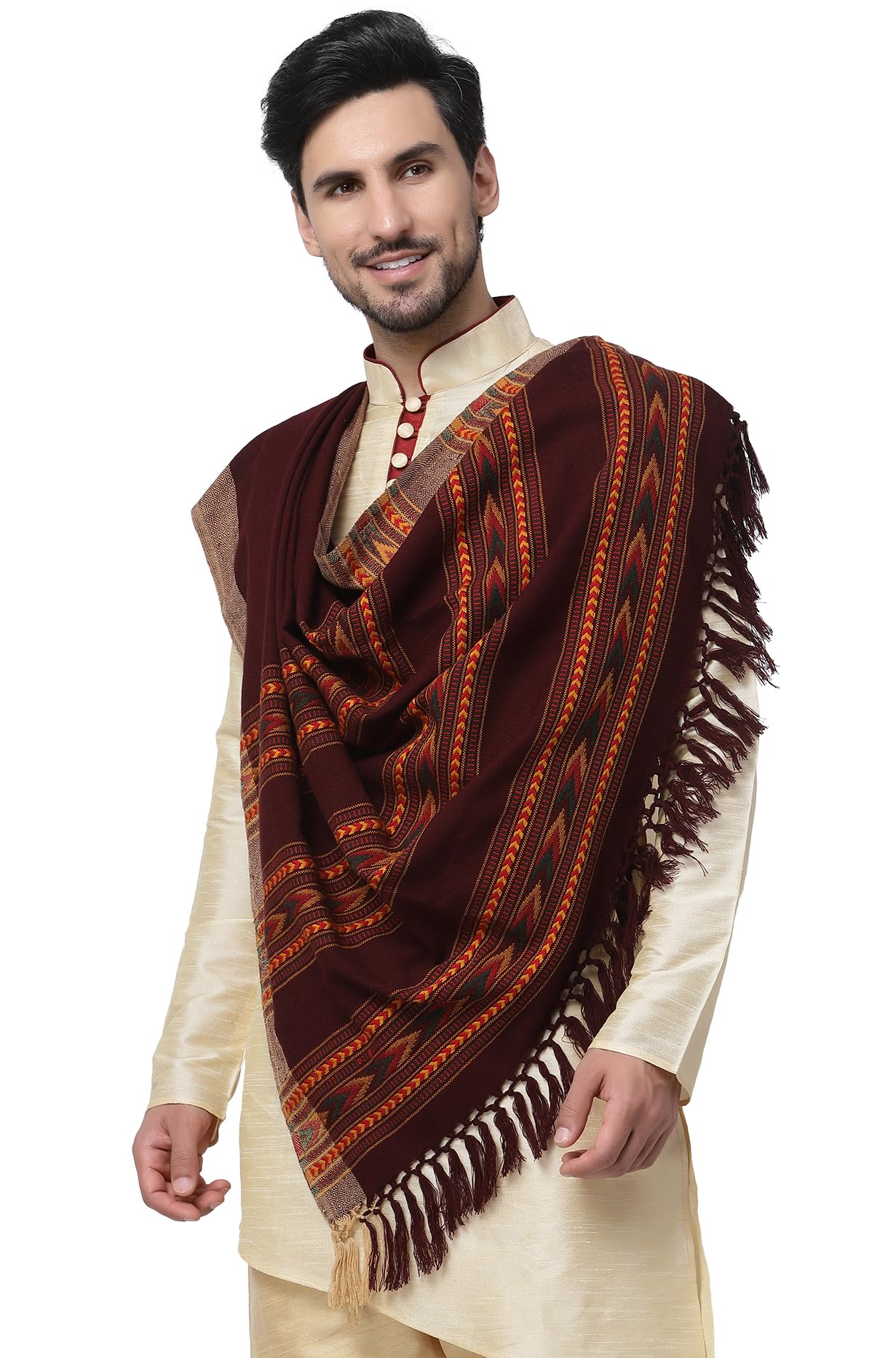 weavers villa Men's Woolen Kullu Handloom Shawl-picture-33