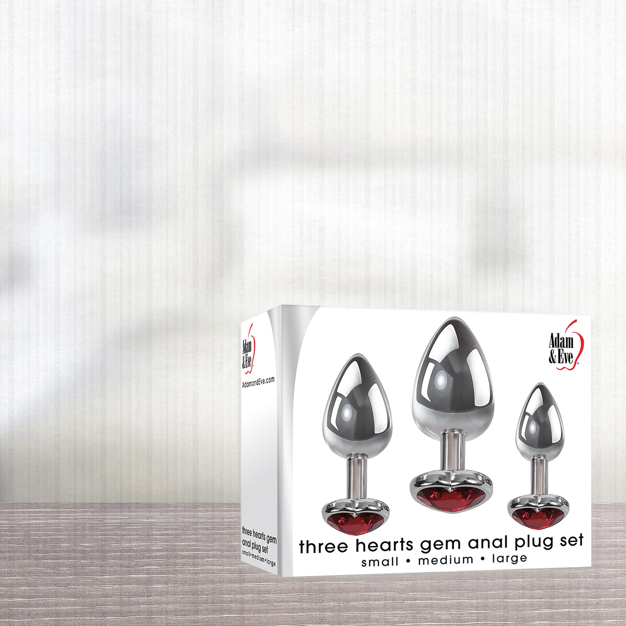 Amazon.com: Adam & Eve Three Hearts Gem Anal Plug Set, 3 Piece Polished  Aluminum Butt Plug Kit with Sparkling Jewel Bases, Small Medium Large  Sizes, Tapered Tips for Easy Insertion, Includes Velvet