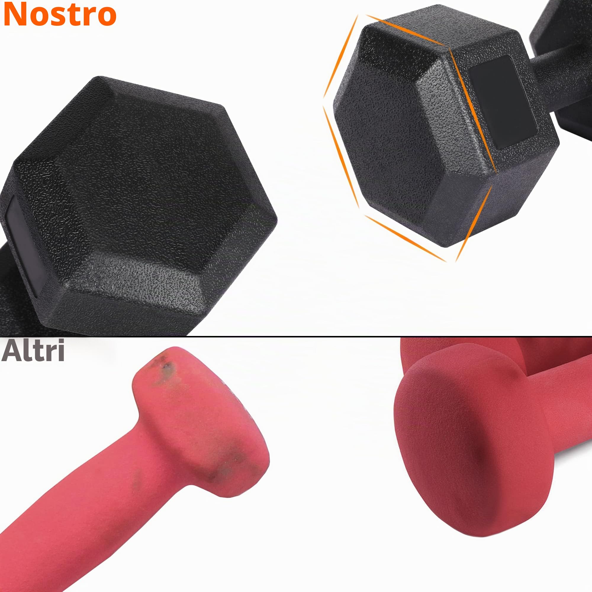 Yaheetech Set di 2 Manubri Esagonale per Palestra Casa in Ferro e PVC Antiscivolo Nero 2 Pezzi