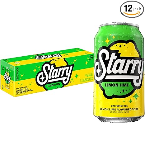 Starry Lemon Lime Soda Pop, 12 Fl Oz Cans (Pack of 12)