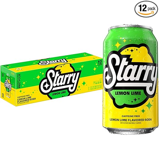 Starry Lemon Lime Soda Pop, 12 Fl Oz Cans (Pack of 12)