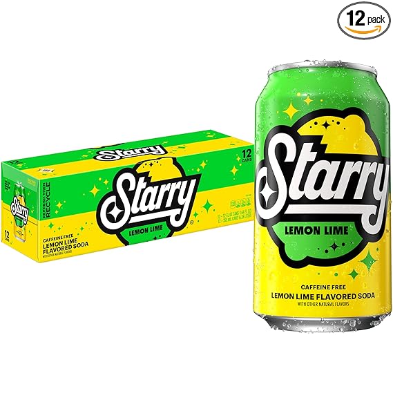 Starry Lemon Lime Soda Pop, 12 Fl Oz Cans (Pack of 12)
