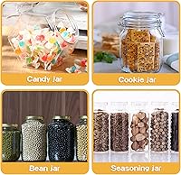 Vista 5 de Dandat 18 tarros de plástico con forma hexagonal para galletas con tapa de 28 onzas, tarro transparente de boca ancha para galletas, dulces