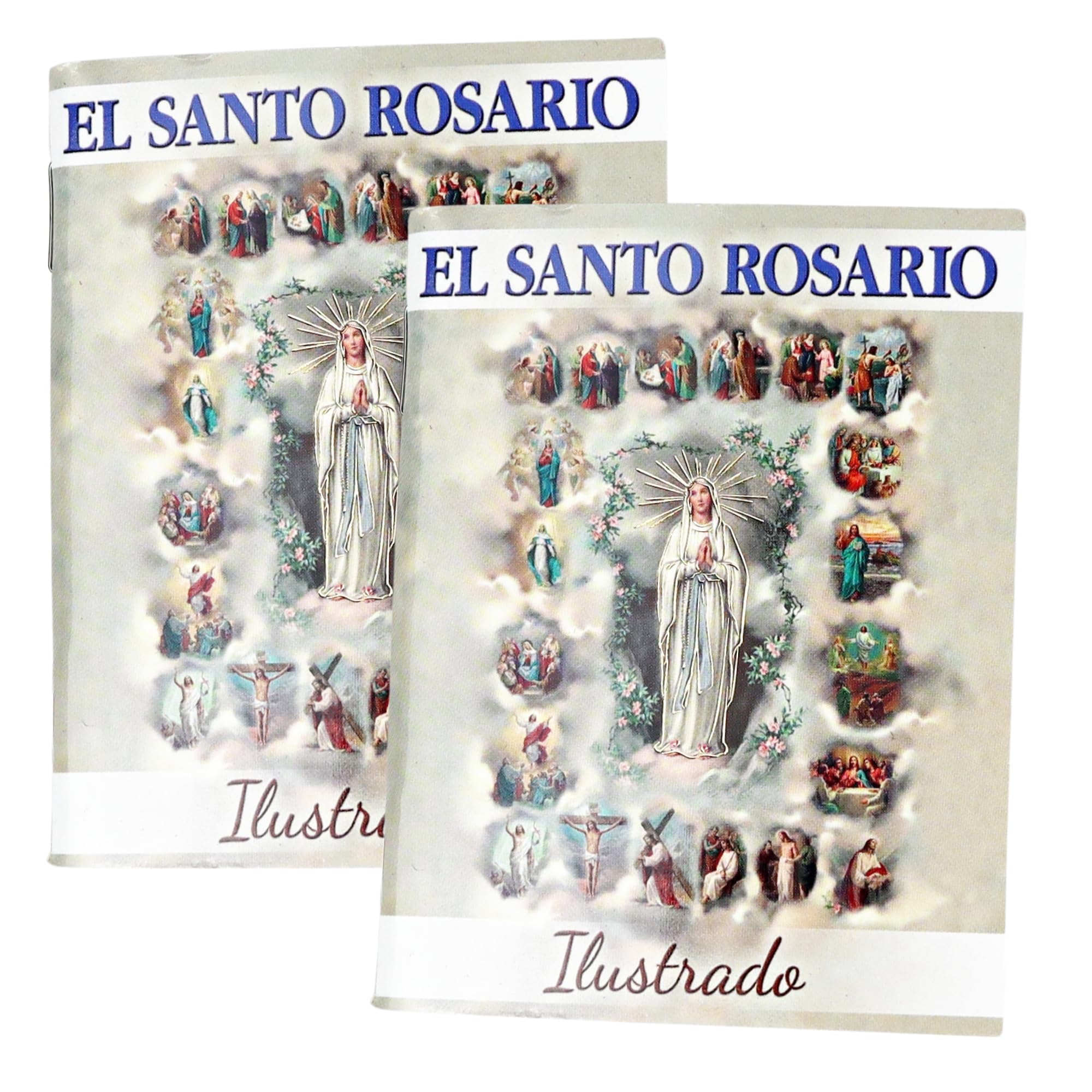 Needzo Pocket Size The Holy Rosary Illustrated Booklet Spanish Version, Religious Travel Prayer Pamphlet, Inspirational Catholic Gifts, 2 3/4 x 3 1/2 Inches