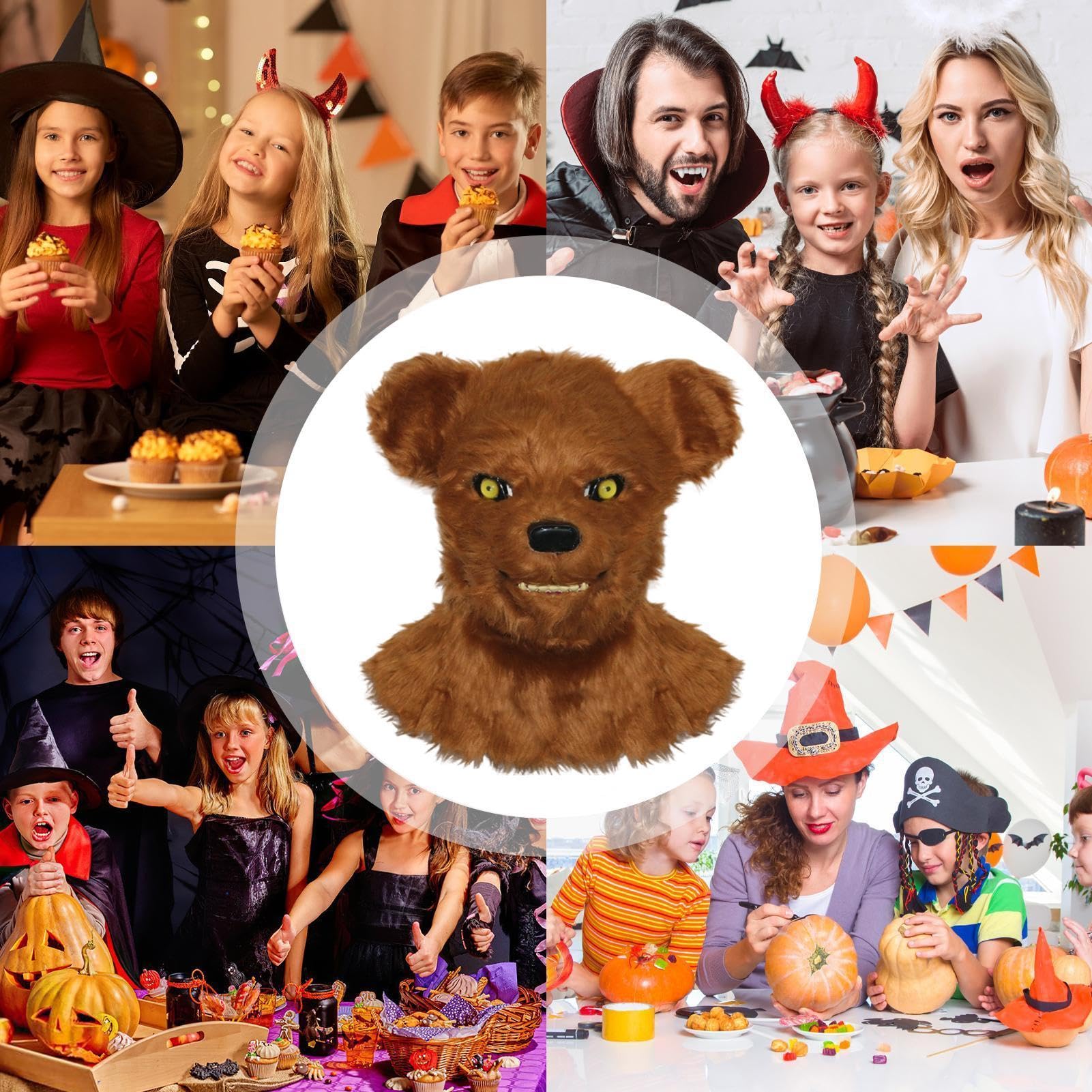 Maschera Animale Costume Realistico In Peluche Traspirante A Forma Di Orso