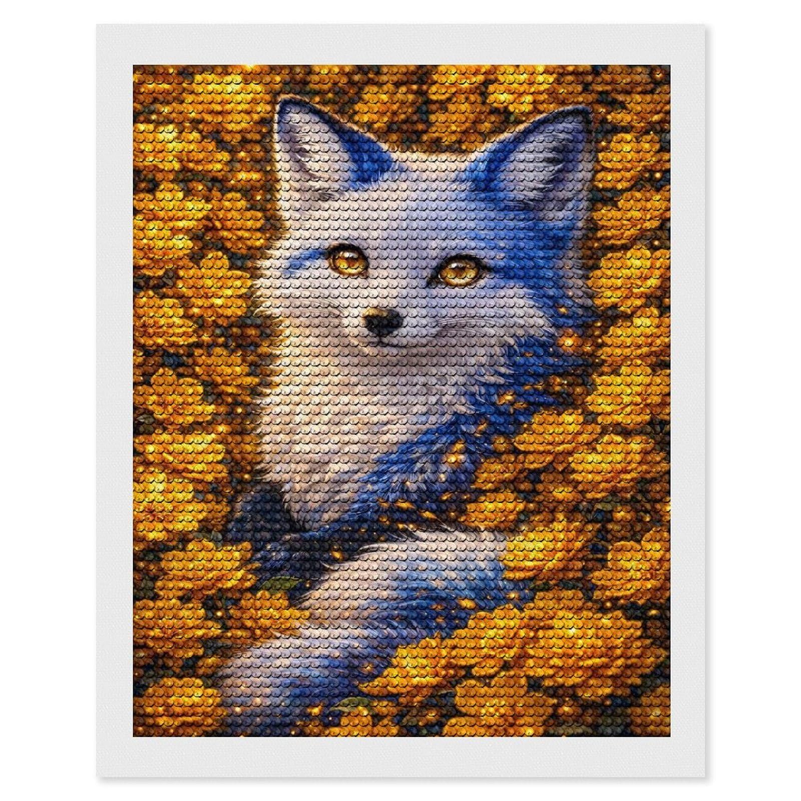 Junmoney Golden Bloom Wolf DIY Diamond Art Canvas Kit 16"x20", for Teens, Aesthetic Room Decor, Farmhouse Decor, Canvas Picture, Birthday Gift