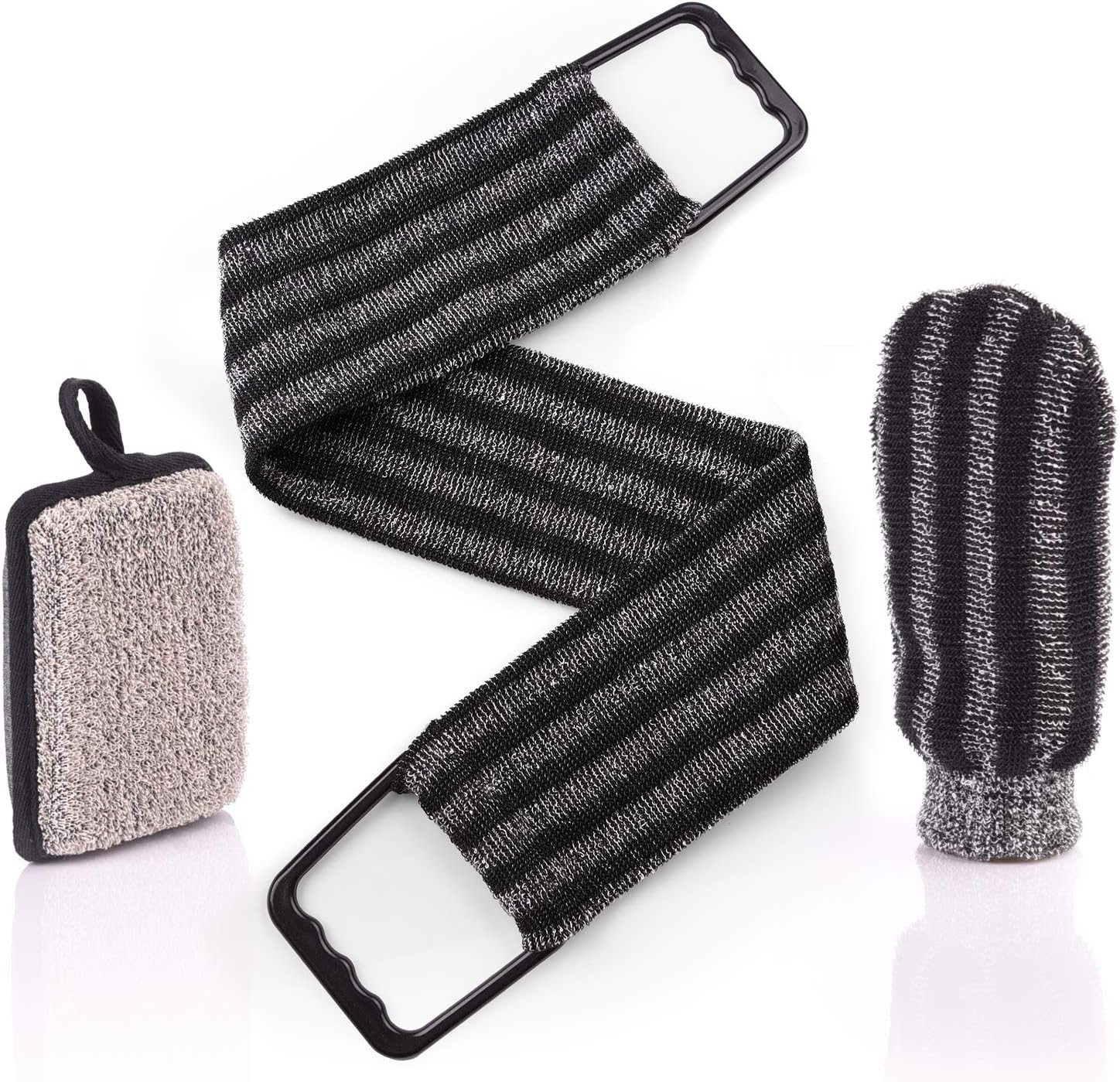 Men Bath Sponges set - Complete set for total body cleansing and exfoliating. Keep your skin healthy and firm. Back hand Body and back scrub.