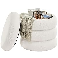 SONGMICS Sgabello Trucco, Pouf Contenitore Rotondo