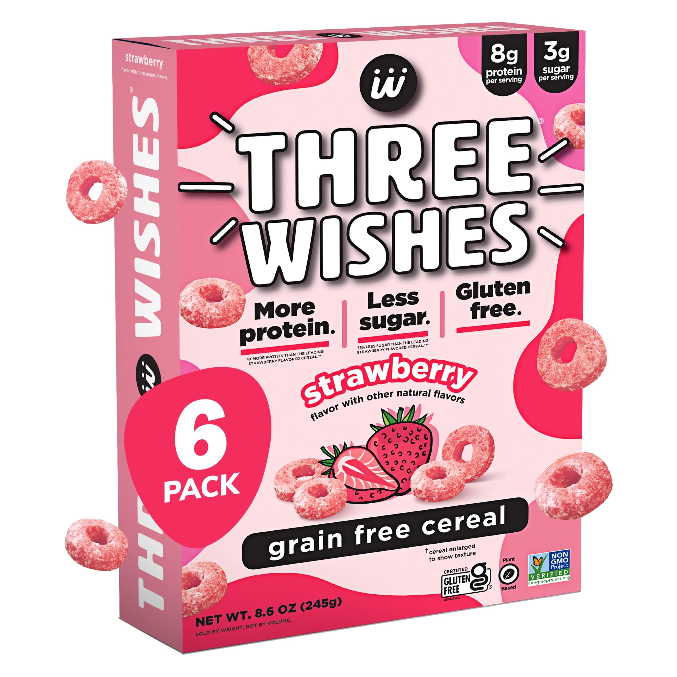 - Grain-Free & Protein Cereal - Healthy, Low Sugar & Gluten-Free Breakfast Cereal - Low Carb, Plant-Based, Vegan & Non-GMO - Strawberry, 6-Pack