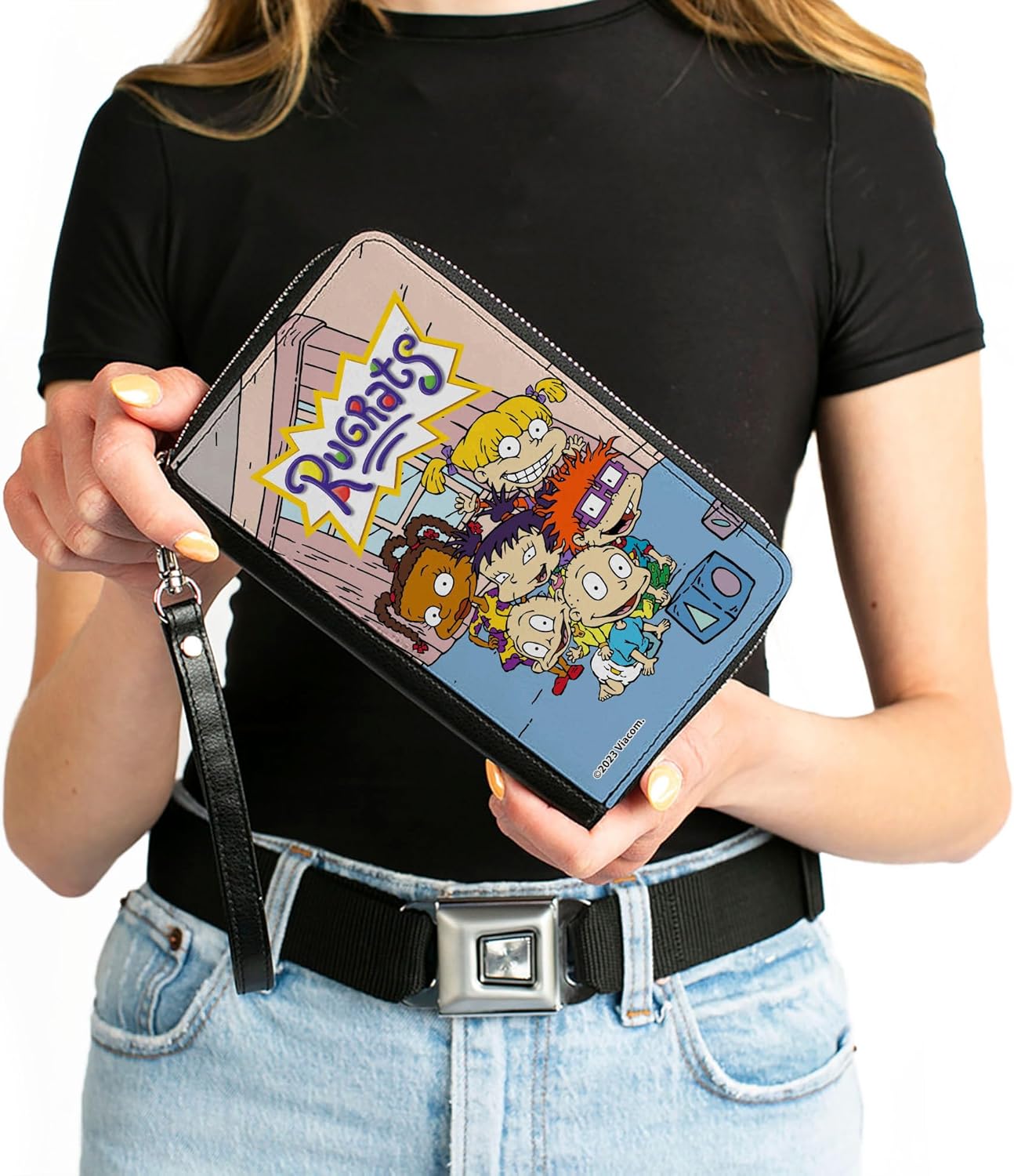 Buckle-Down Nickelodeon Wallet, Zip Around, Rugrats Group Pose, Vegan Leather