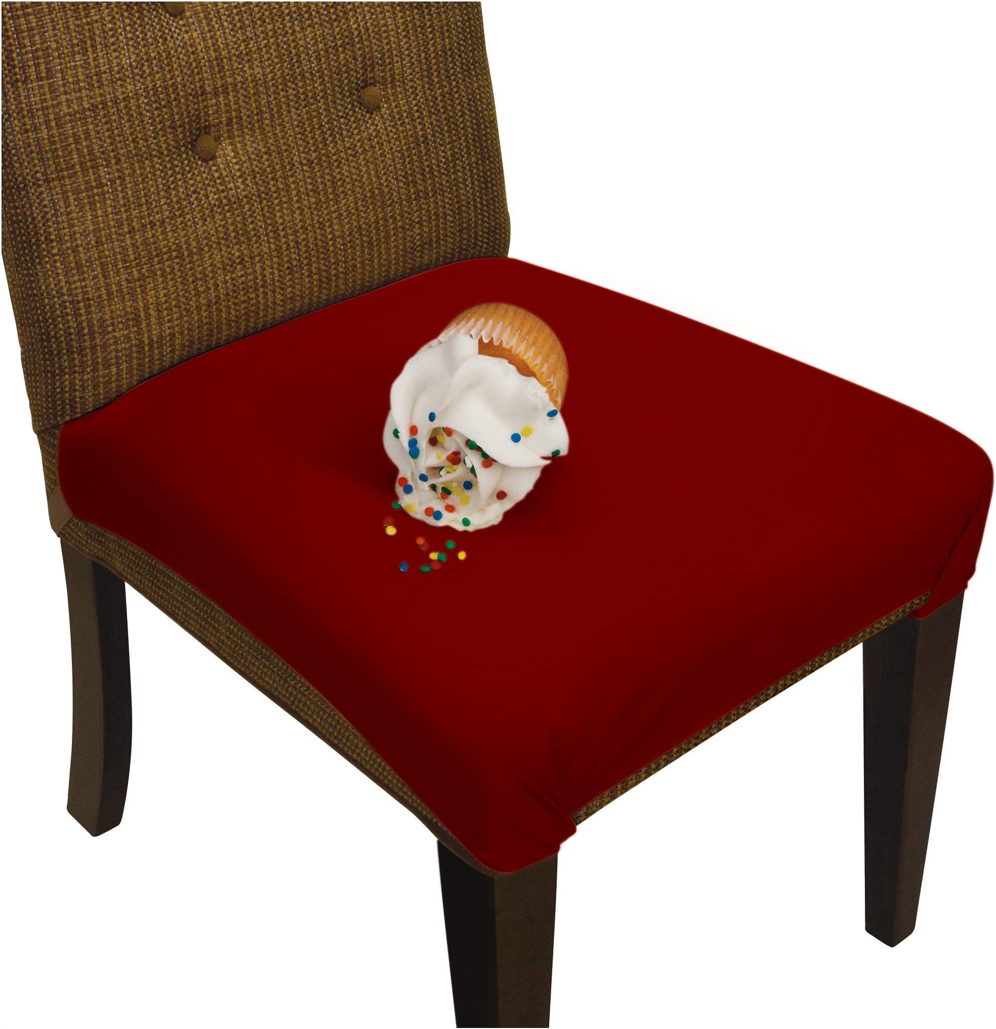 SmartSeat Dining Chair Cover and Protector - Pack of 2 - Burgundy Red - Removable, Waterproof, Machine Washable, Stain Resistant, Soft, Comfortable Fabric for Kids, Pets, Entertaining, Eldercare