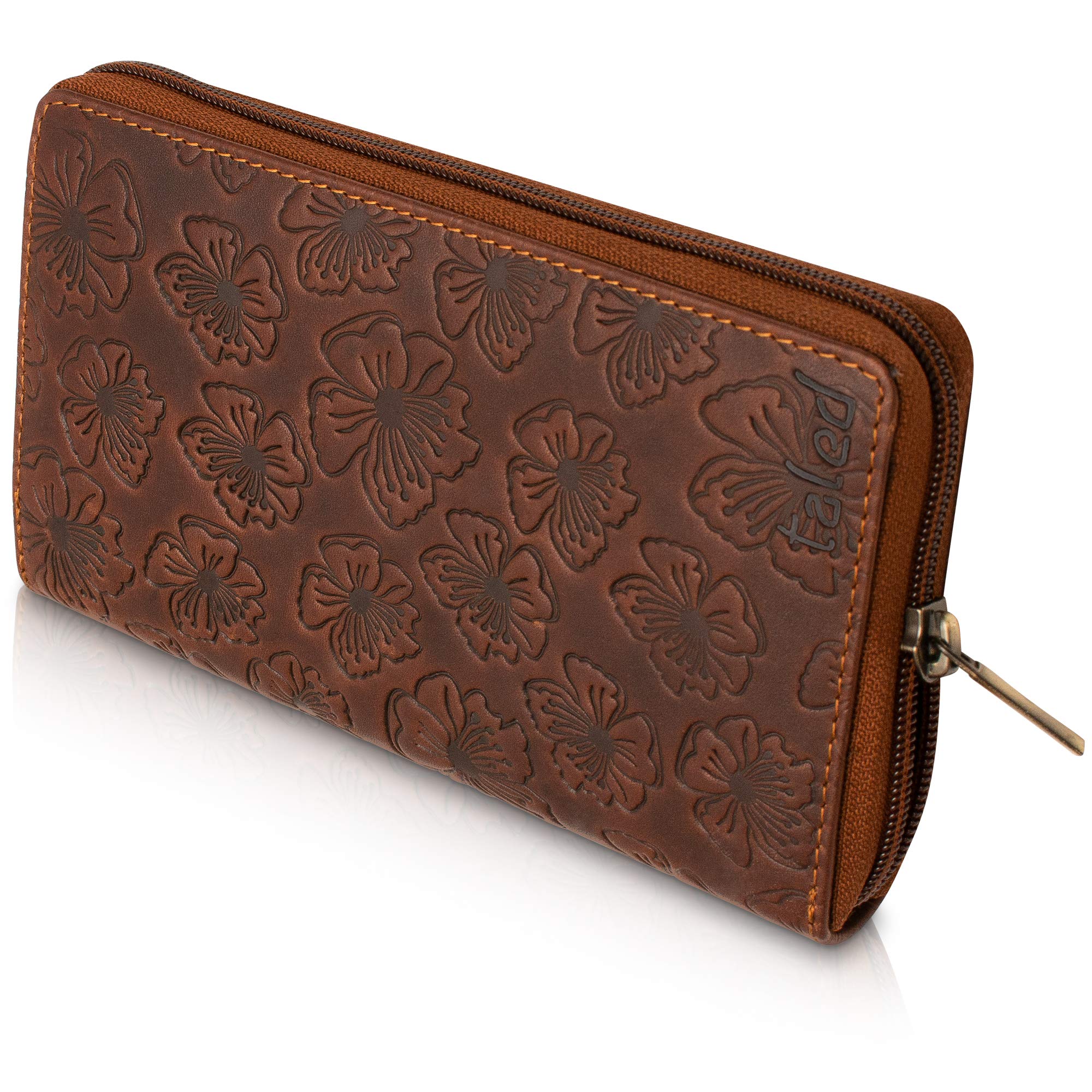 Billetera para Mujer | Grande XXL | Protección RFID | Monedero con Compartimento para Monedas | 12 Compartimentos para Tarjetas | Cartera de Mujer | Caja de Regalo | Marrón Oscuro Natural