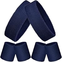 Vista 17 de Bememo Juego de 6 bandas deportivas de neón para competiciones deportivas de París, 2 diademas, 4 muñequeras, bandas atléticas de tela de rizo