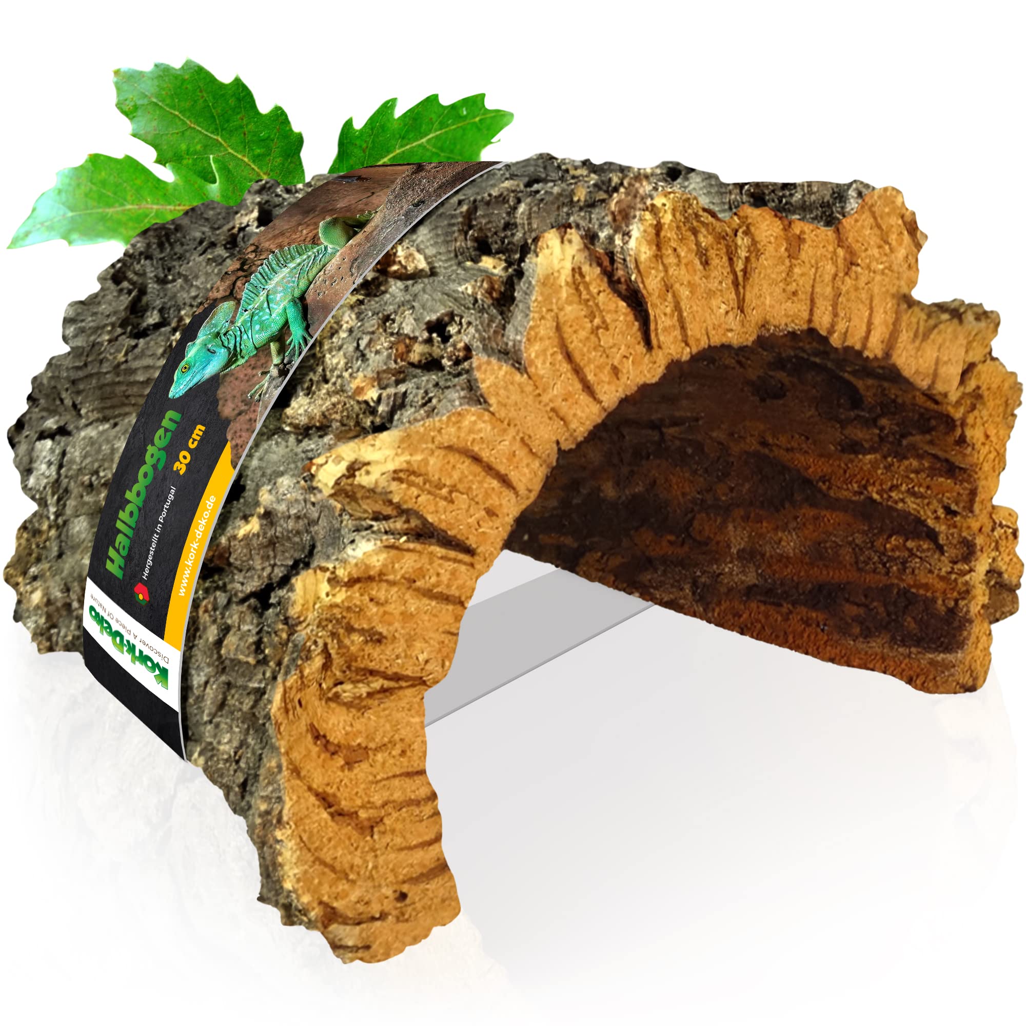 Kork-Deko Cork Tunnel | Cork Cave (Half Arch) Open Bottom, 30 cm, Inner Height ≥ 12 cm, Cleaned & Disinfected | Natural Cork Bark Shelter for Rodents, Reptiles, Birds, 100% Cork Bark, Cork