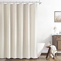 Naturoom Natural Linen Shower Curtain Boho Farmhouse Beige 72x72 Weighted Hem with Hooks - Rustic Neutral Bathroom Decor