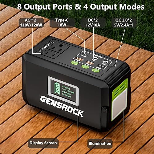 Miniatura 4 de GENSROCK Banco de energía portátil, cargador portátil para portátil de 24,000 mAh con salida de CA de 150 W, 8 puertos compatible con la serie