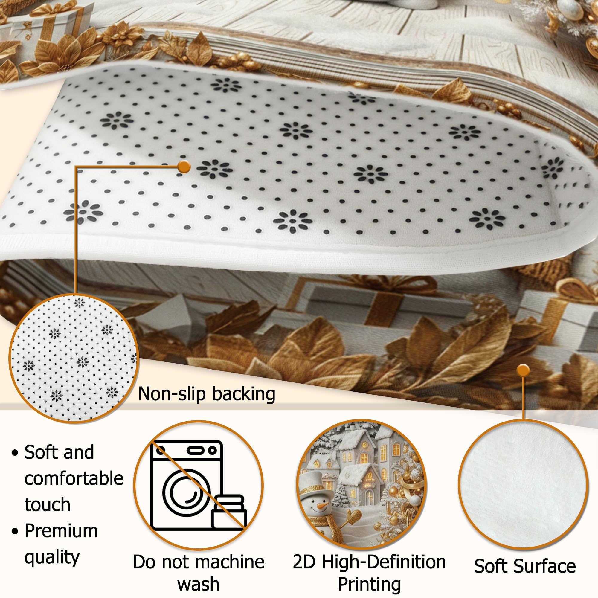 Schneemann-Teppich, Weihnachts-, Winter-, Weihnachtsbaum-Vorhänge, goldfarben, niedriger Flor, Schwamm, rechteckiger Druck, Teppich für Wohnzimmer, Schlafzimmer, Küche, Flur, Dekoration, 1,5 x 2,1 m