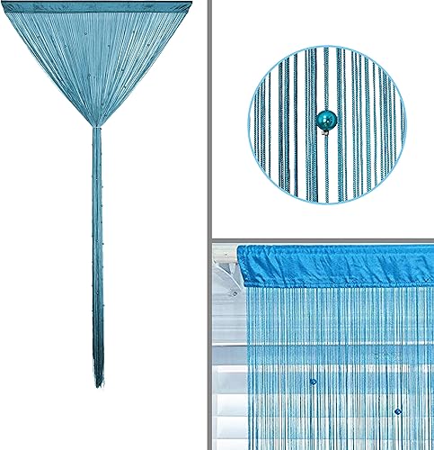 Miniatura 10 de Cortinas de cuerda para sala de estar, con cuentas de perlas, flecos y borlas, para puertas