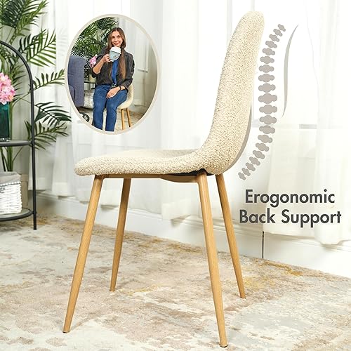 Miniatura 5 de COZYCASA Juego de 4 sillas de comedor, estilo moderno de mediados de siglo, sillas auxiliares de comedor con patas de metal, cómodas para cocina,