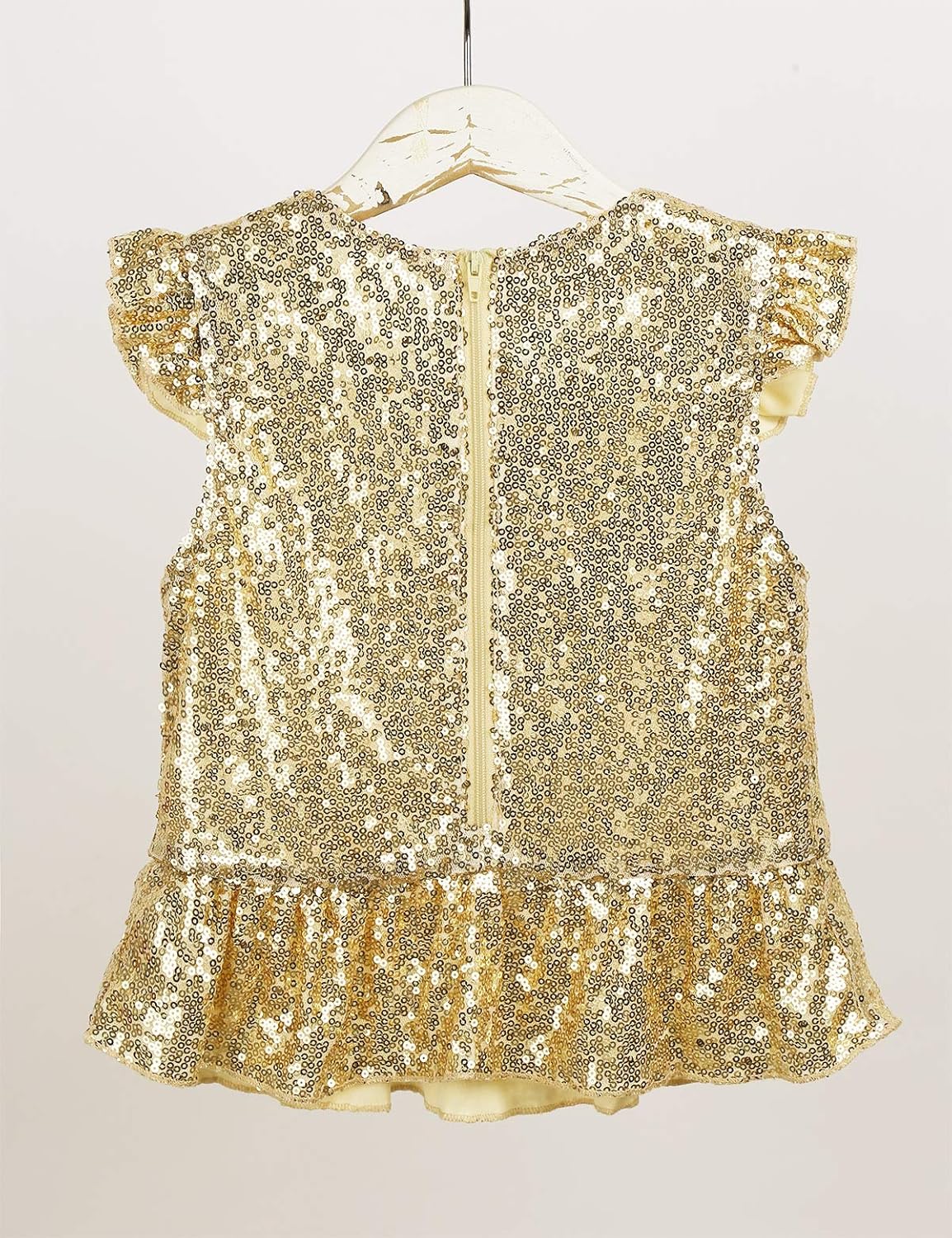 Miniatura 2 de YiZYiF - Camiseta de manga corta con volantes y lentejuelas brillantes para niñas y niñas