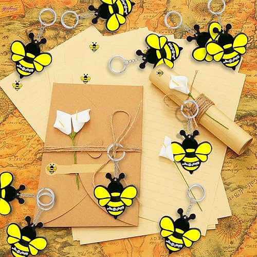 Miniatura 4 de Paquete de 24 bonitos llaveros para fiestas de abejas de miel, abejorro, mamá a abeja, Oh Babee, Baby to Bee baby shower, abeja adulta, abeja reina,