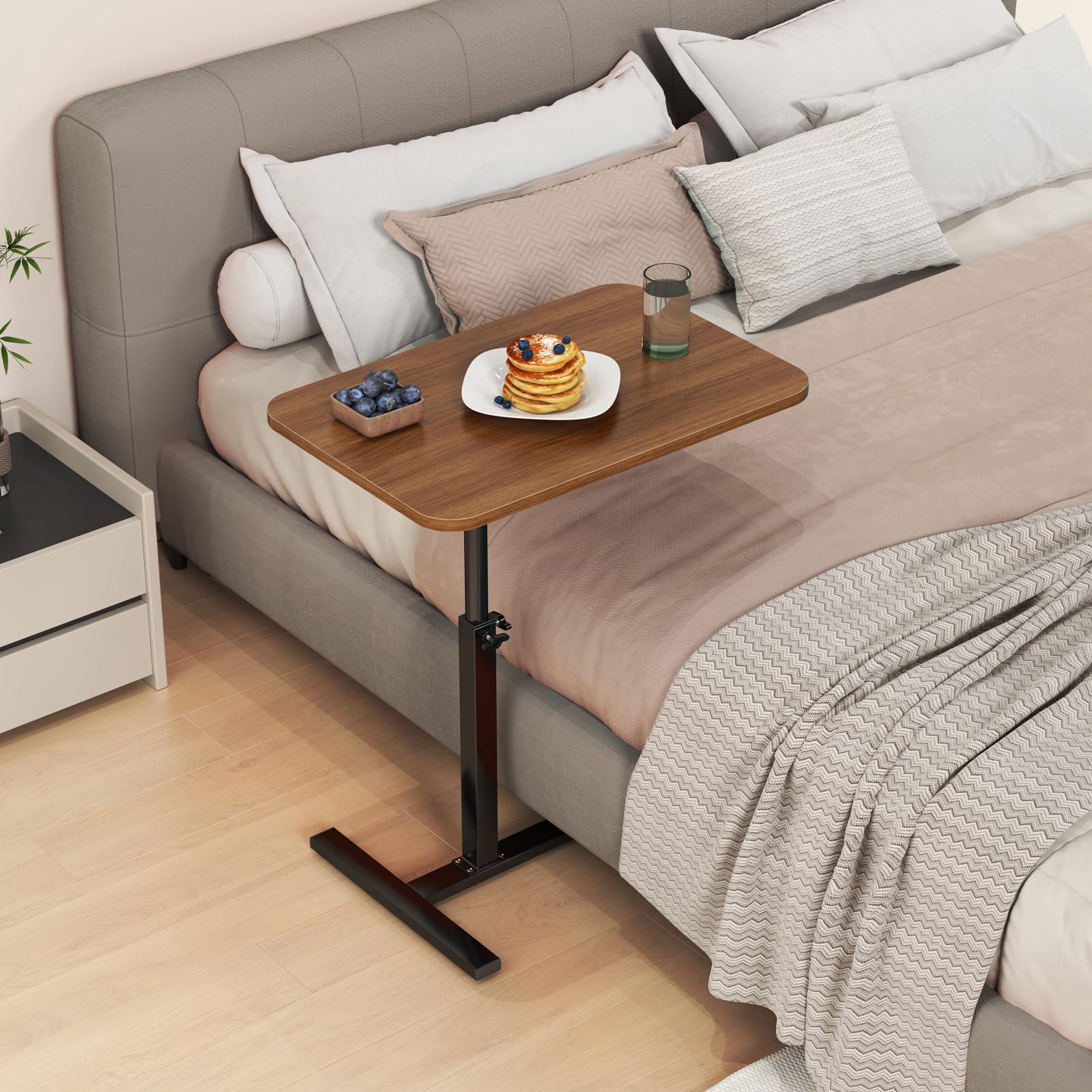 YUTVCZO Side Table C Shape Height Adjustable, 360° Rotatable