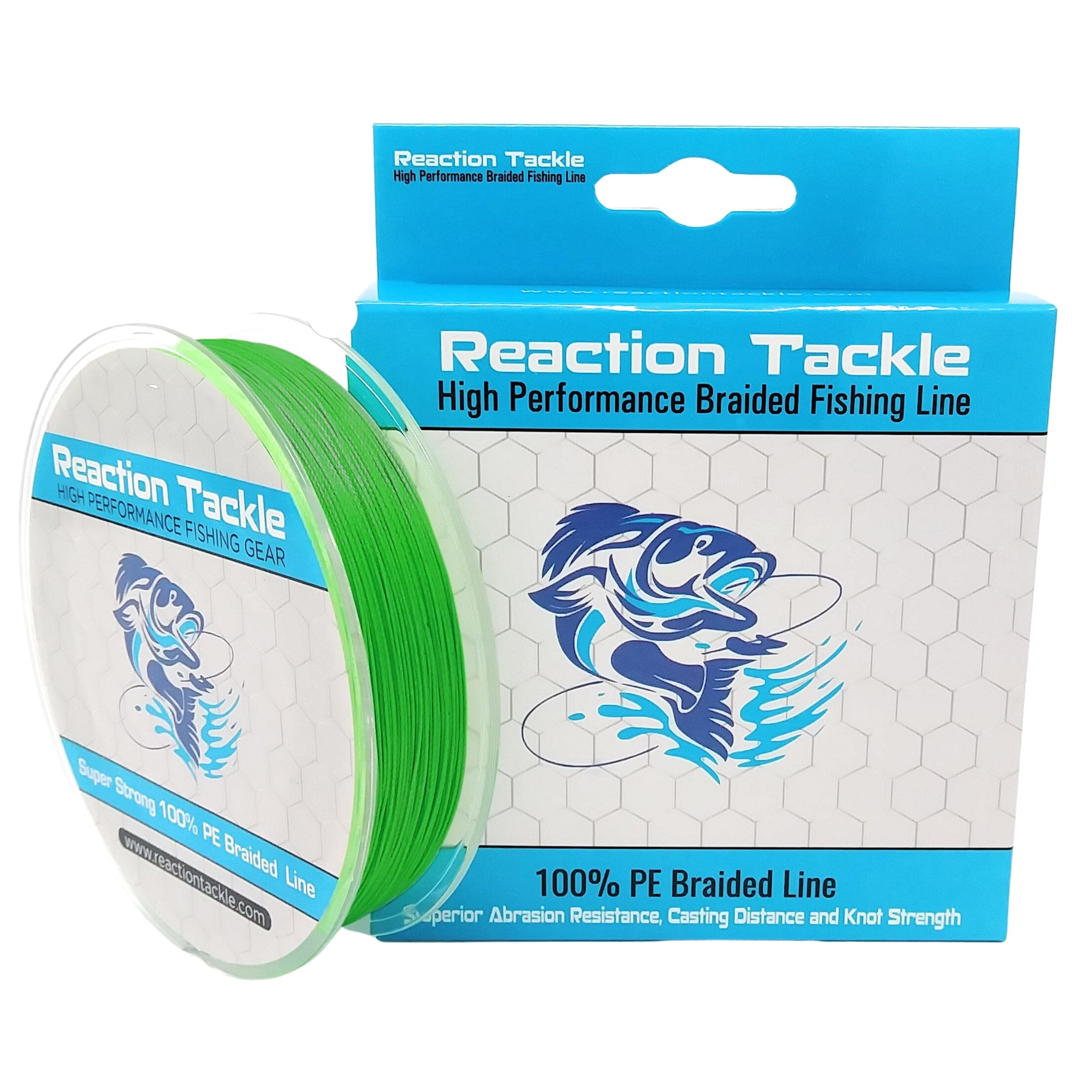 Reaction Tackle 9 Strand Braided Fishing line- High Strength and Long Casting - Smooth with Zero Stretch and Abrasion Resistant- Fresh or Saltwater