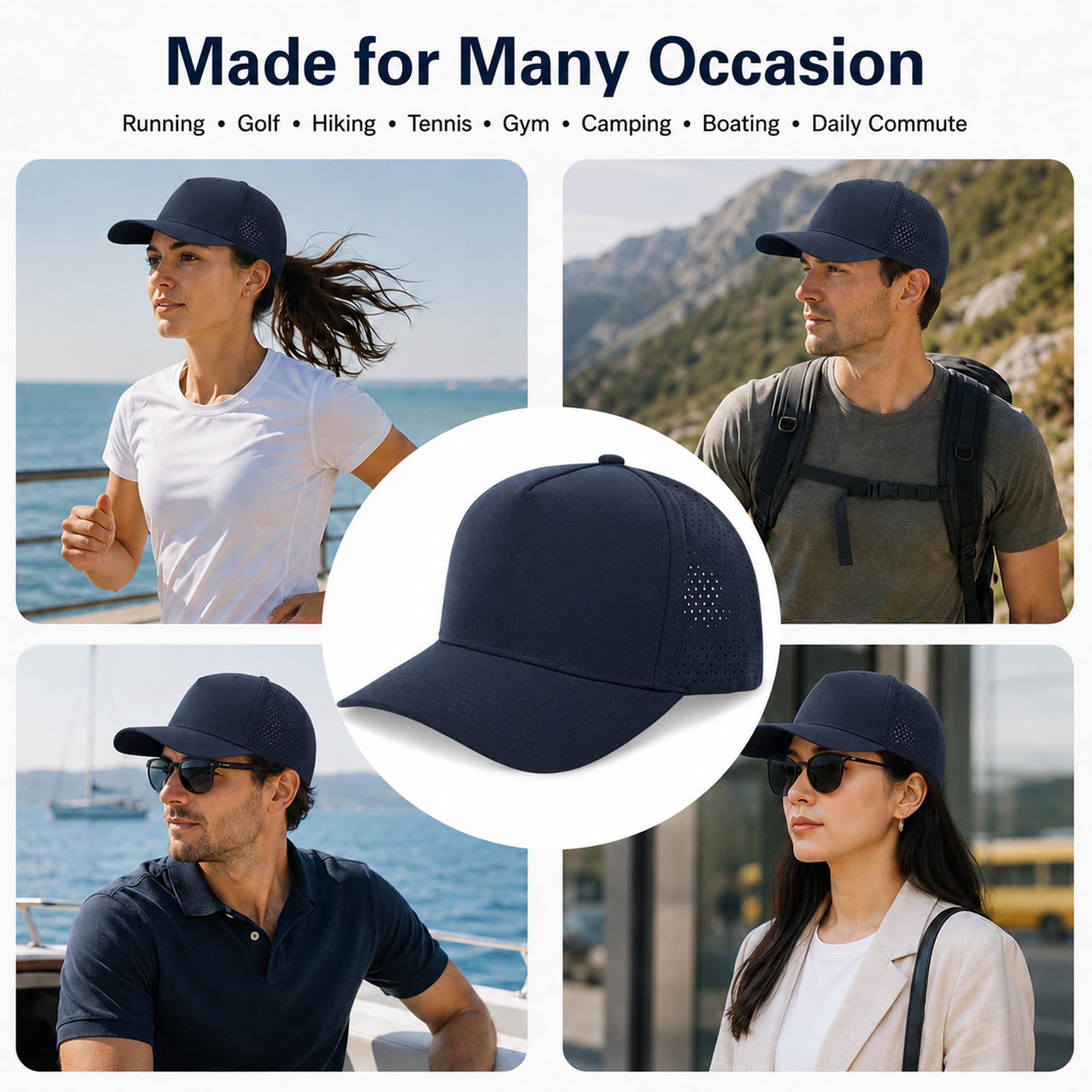 Baseballkappe, schnelltrocknend, atmungsaktiv, Netzstoff, Snapback-Hut, verstellbar, Sonnenschutz für Damen und Herren