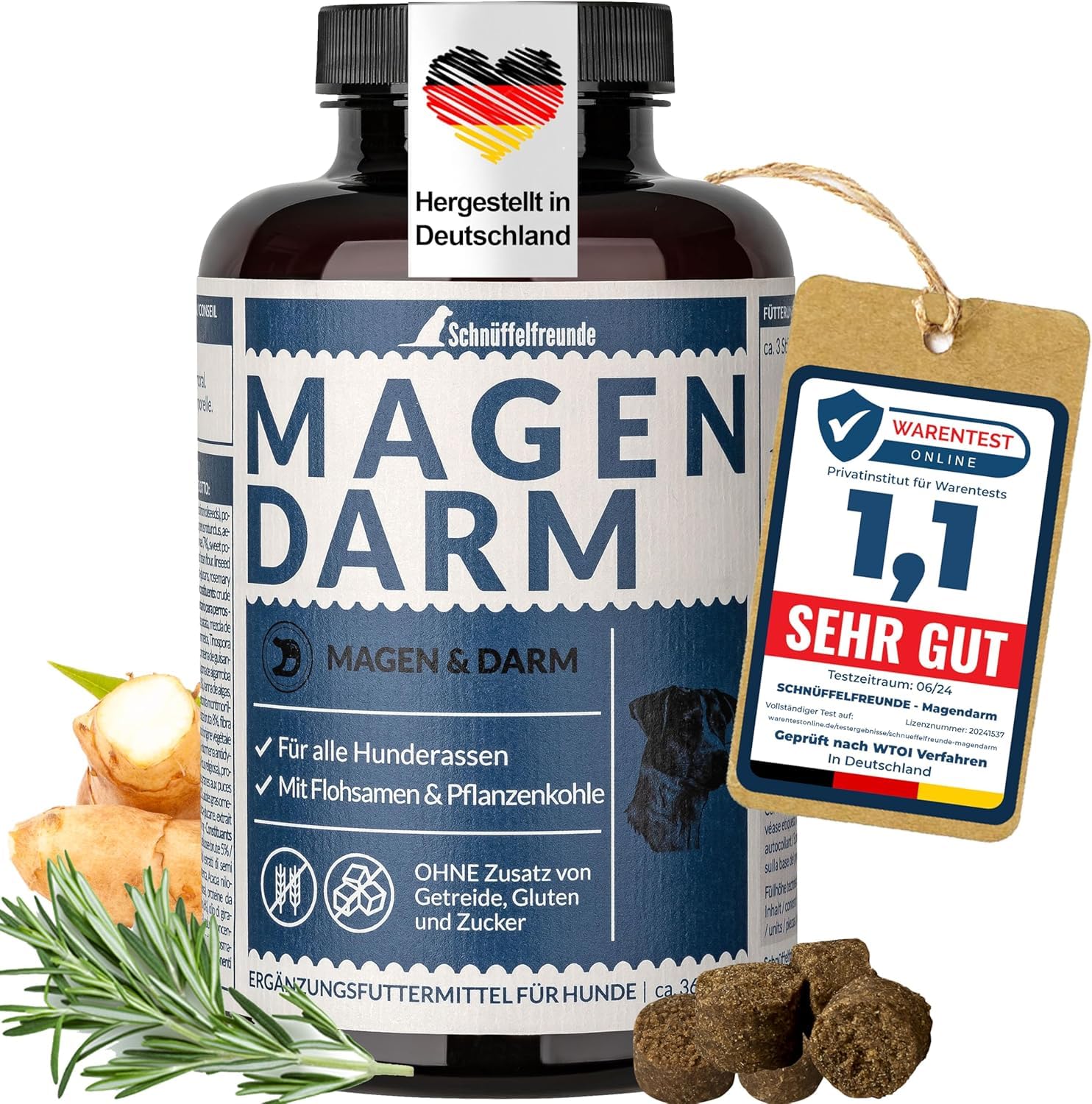 Magen Darm - Chien I Suppléments de Digestion pour Chiens - Comprimés pour Le Soutien Digestif et Gastrique - Fabriqué en Allemagne (300g)
