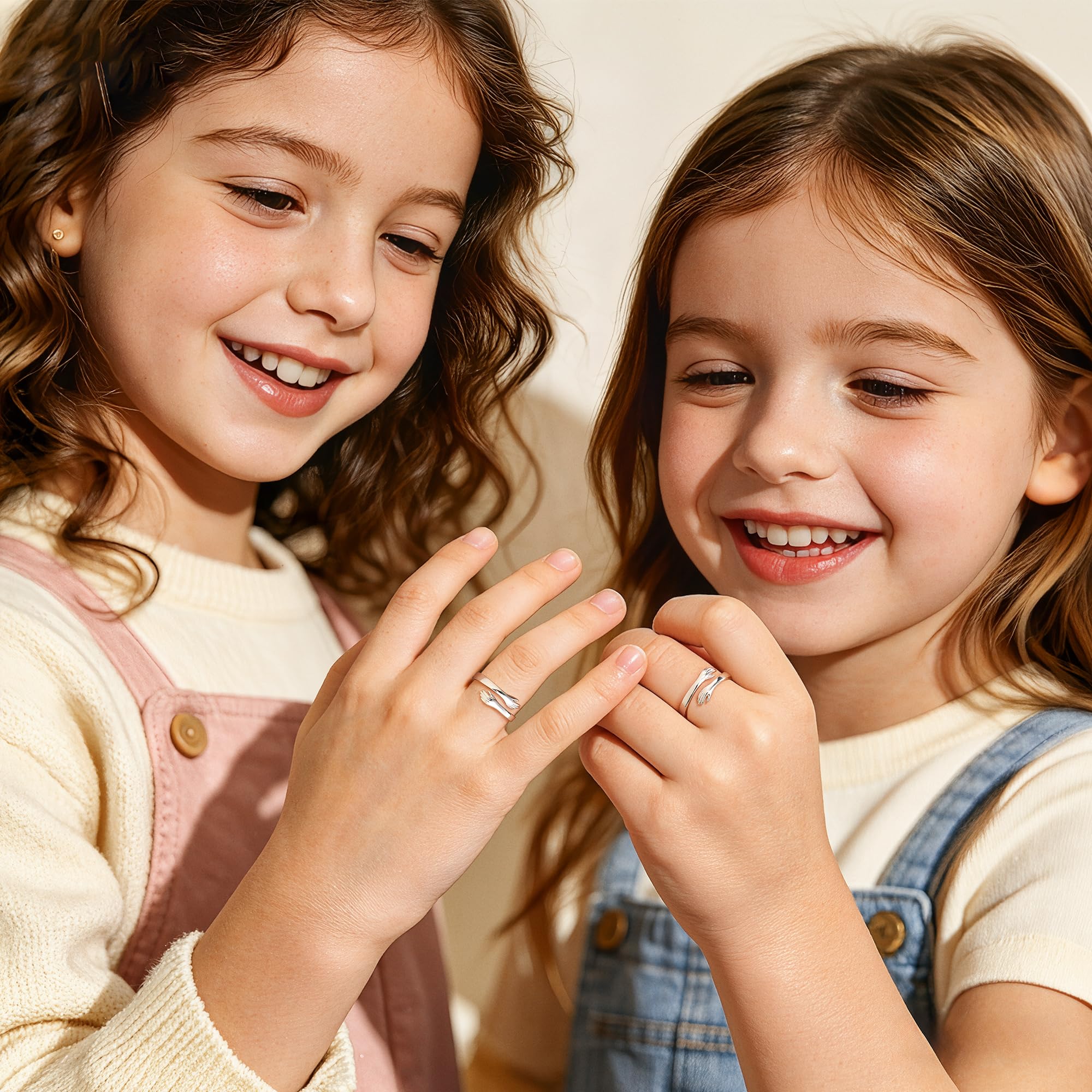IEFLIFE Regalo per ragazze adolescenti, anello regolabile in argento per donne e ragazze, regalo di compleanno e laurea per figlia, nipote da mamma, nonna, ragazza adolescente, anello da abbraccio