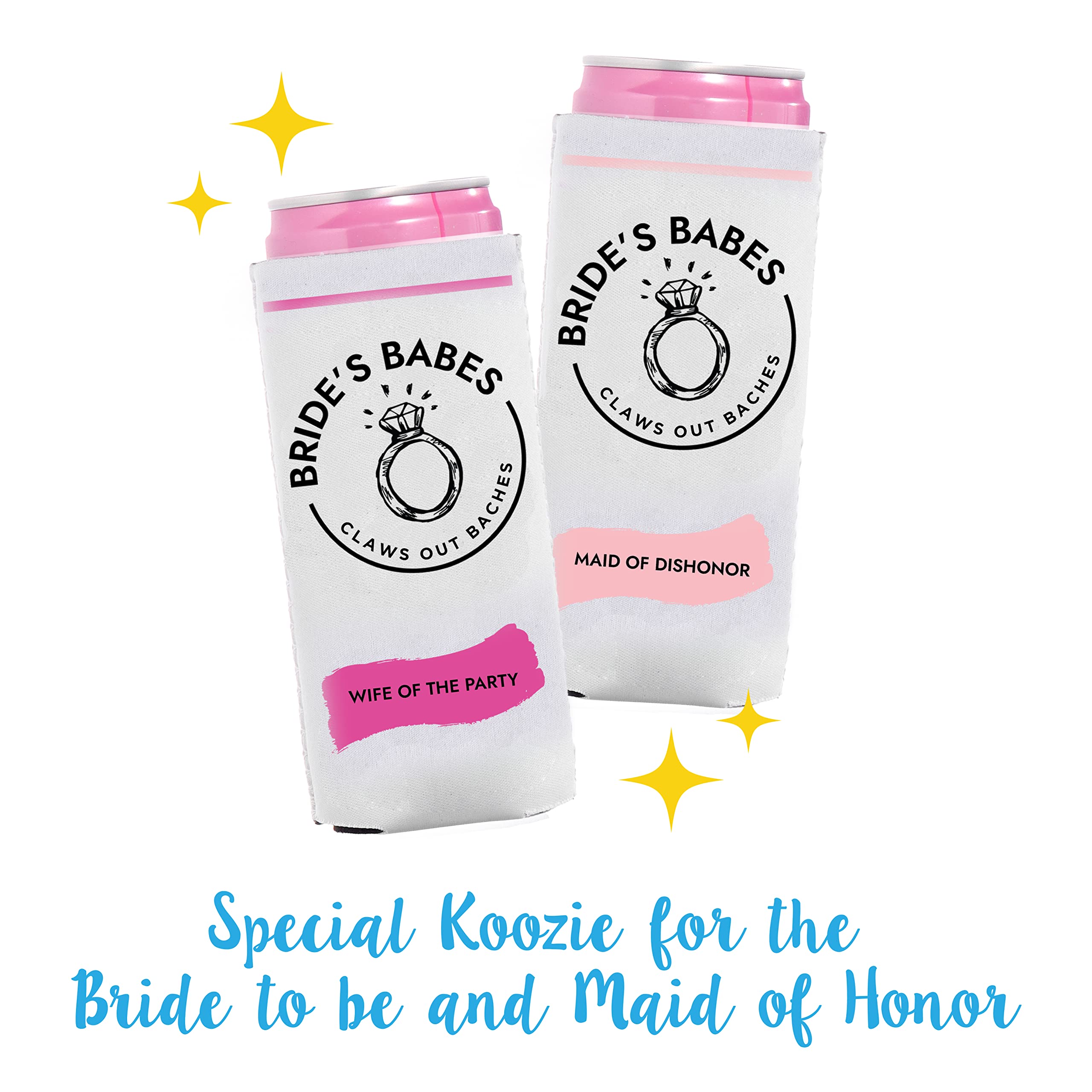 Bachelorette Party Can Cooler Holder [12 Pack], Bridesmaid Can Sleeve Set, Bride’s Babe Cooler, Slim Can Holder Compatible with White ClawTM, Bride Tribe Can Holder Set, Bachelorette Party Favors