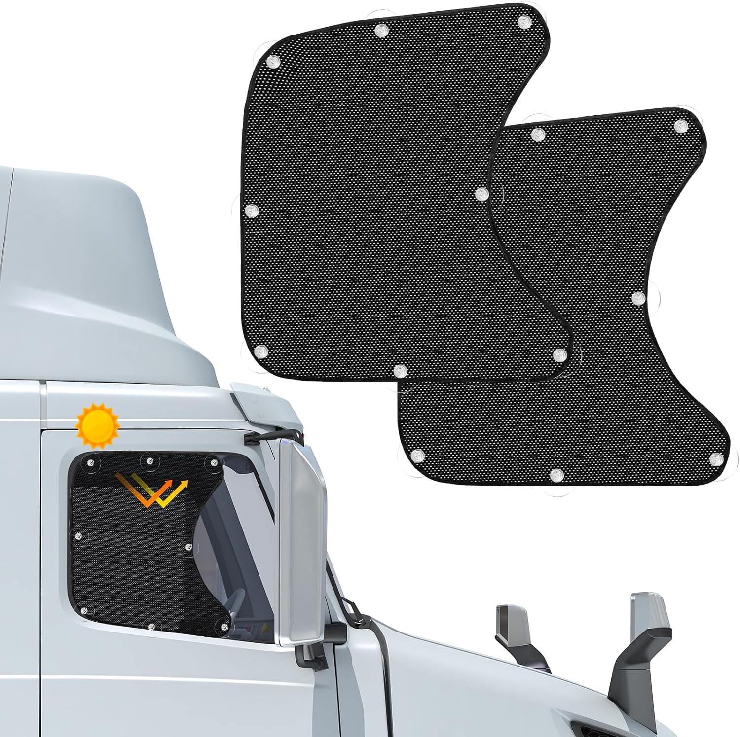 2PCS Side Window Sunshades for Semi-Truck,23.6×21.6inch Car Side Window Shade RV Semi Truck Accessories