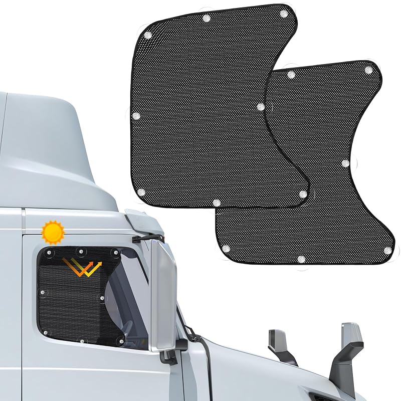 Protetor Solar de Tela para Janela Lateral de Caminhão e Motorhome NNG Preto 59,9 x 54,9 cm, com Ventosas, Kit com 2
