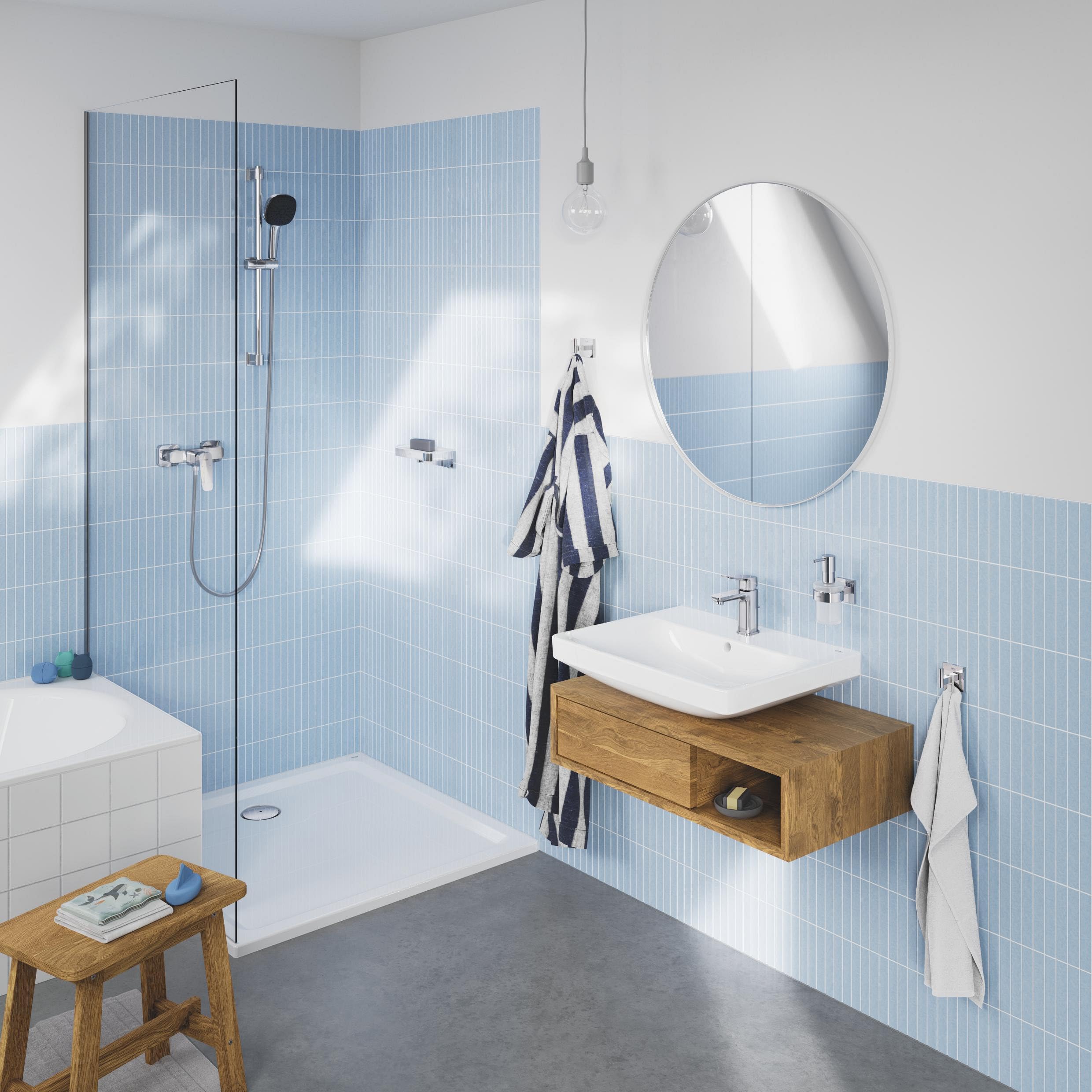 GROHE Dice Miscelatore doccia a vista (a parete, leva in metallo, cartuccia ceramica 35 mm, protezione contro il reflusso, facile da installare con QuickSpanner incluso), finitura Cromo, 101874000