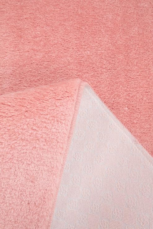 My Evilla Modern Decorative Carpet Gel Anti-Slip Base Plush Puffy Heart Model Pink Mat Set 70x100-70x60
