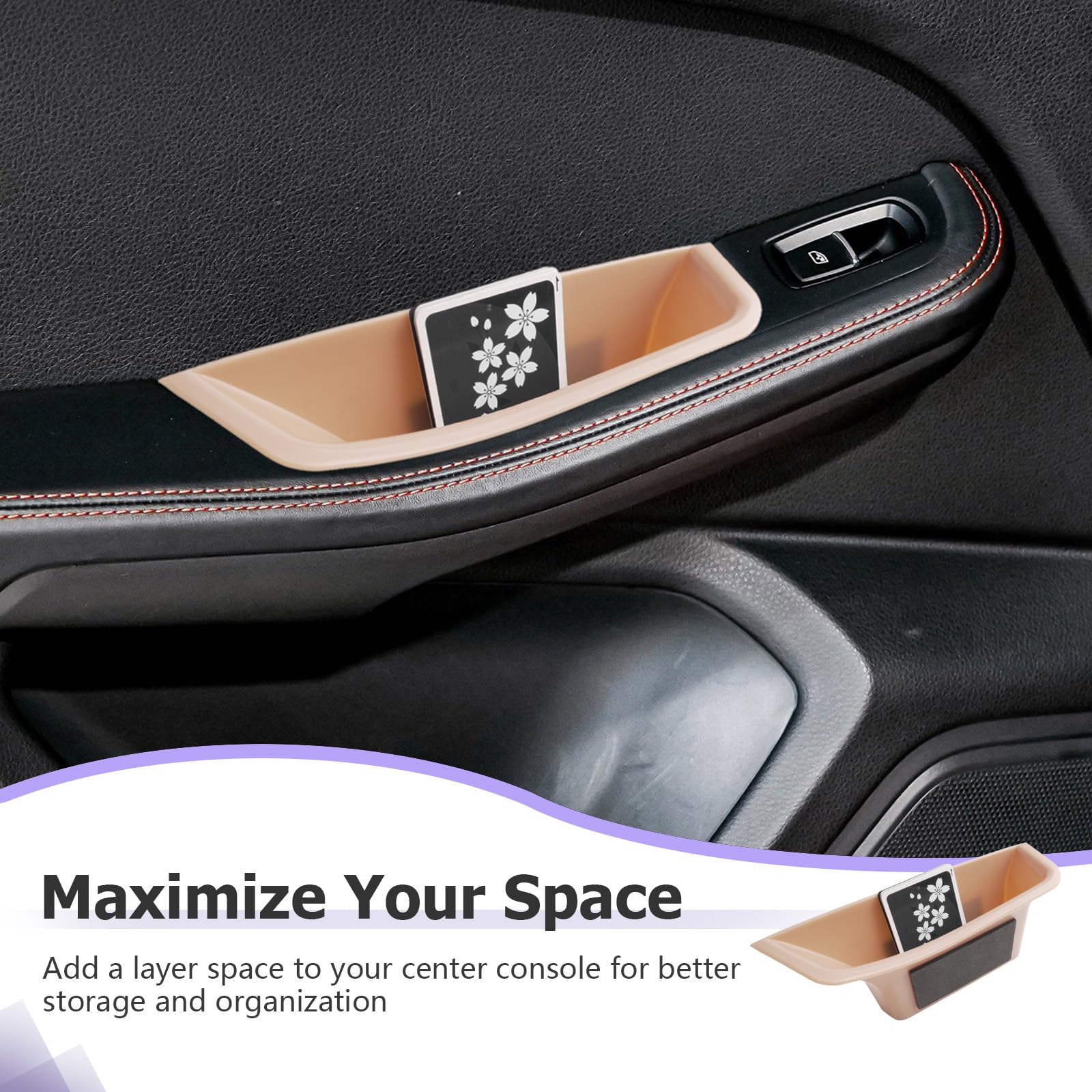 LUWU 4 Pezzi Contenitori per Porta Compatibili con Porsche Macan 2014-2024 Organizer Console Centrale della Porta [Porta di Casa & Posteriore ] Accessori Interni (Beige)