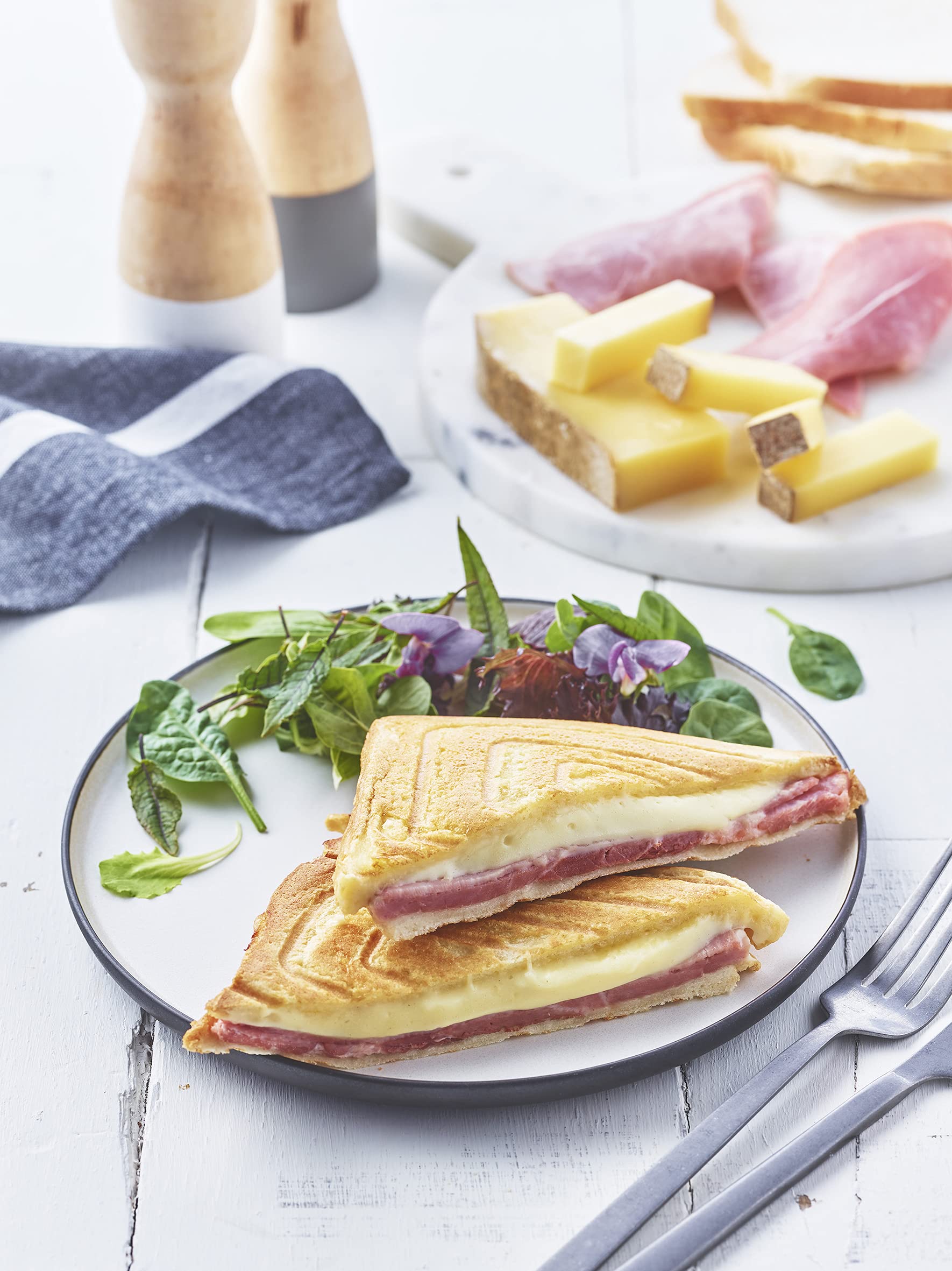 LAGRANGE Jeu de plaques Croque-Monsieur, compatible avec tous les gaufrier "Super 2", Plaques en aluminium moulé, Revêtement antiadhésif double couche, 030423