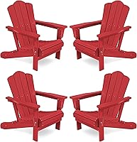 Vista 280 de KINGYES - Silla Adirondack plegable, sillas de patio de polietileno de alta densidad para todo tipo de clima, silla de césped con textura de madera