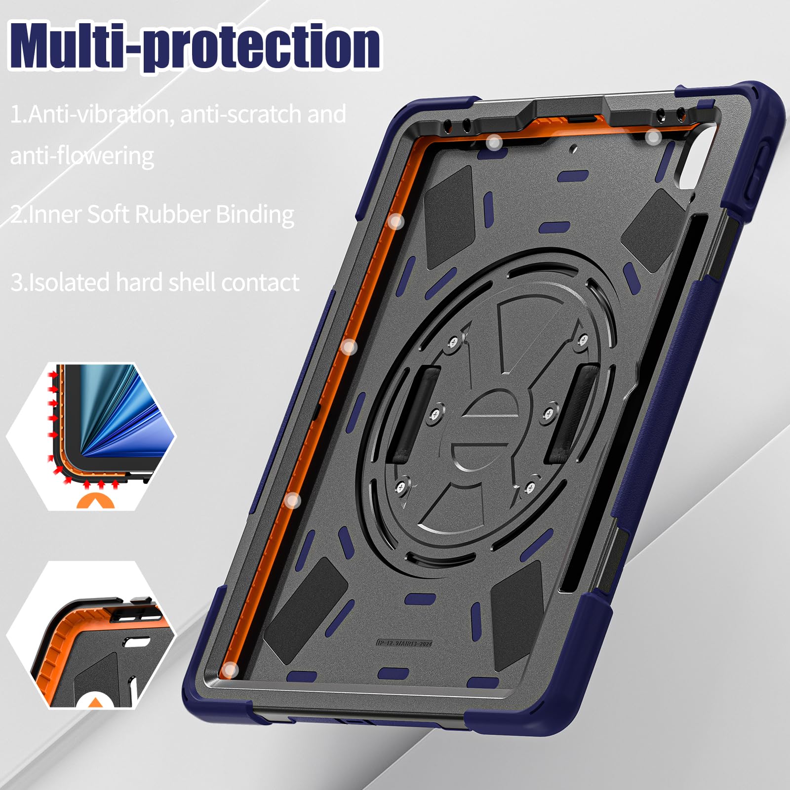 Custodia Per IPad Air 13" M2 (2024) - Antishock, Con Manico Girevole, Pellicola Protettiva E Tracolla - 3