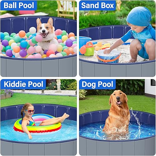 Miniatura 5 de Piscina para perros pequeños, piscina de plástico para niños, bañera para perros pequeños, bañera para perros portátil, piscina plegable para perros