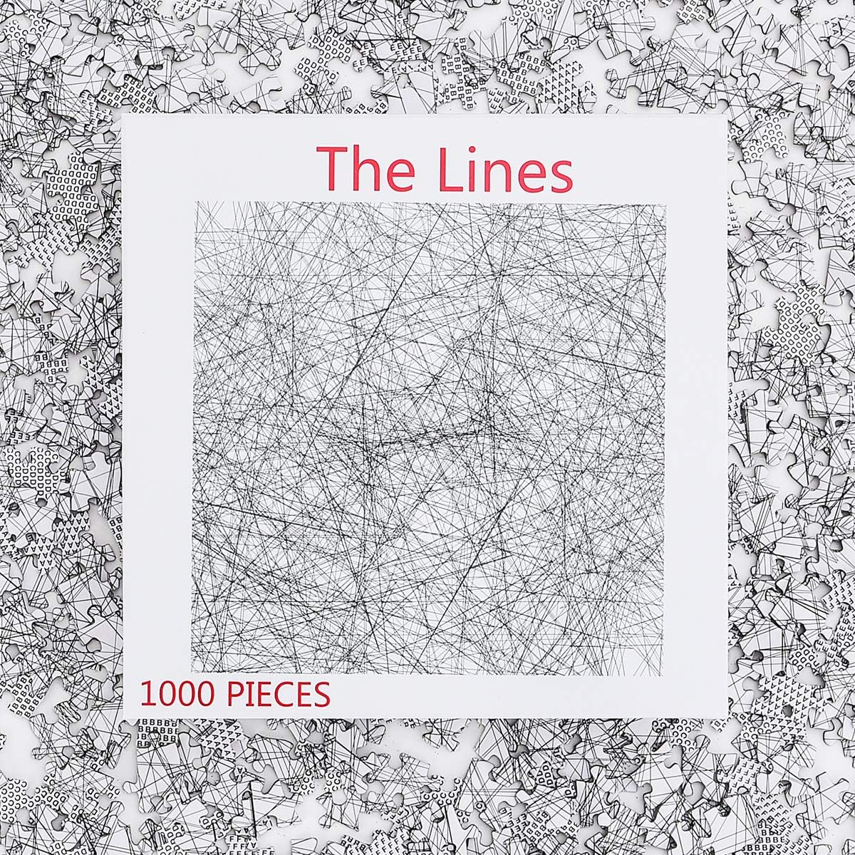 Bgraamiens Puzzle-The Lines -1000 Pieces Black and White Simple Fashion Challenge Blue Board Jigsaw Puzzles : Toys & Games