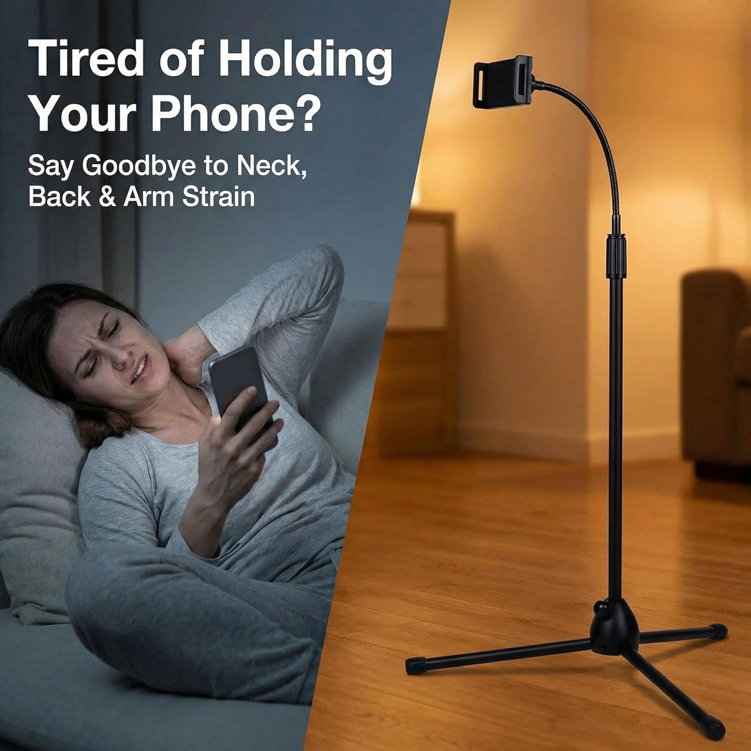 Kaforise Retractable Adjustable Cell Phone Tripod Stand Holder, Smartphone Holder Mount,360 Degree Rotatable Telescopic Tripod (Flat Chuck)